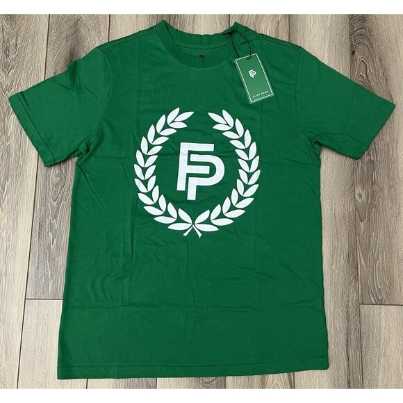 Flint Park Original Logo Tee Shirt Green Mens Size Small NEW Organic Cotton - Picture 2 of 9